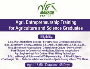 Agri. Entrepreneurship training for  Agriculture and  Science Graduates