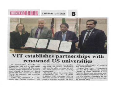  VIT establishes Partnership with renowned US Universities